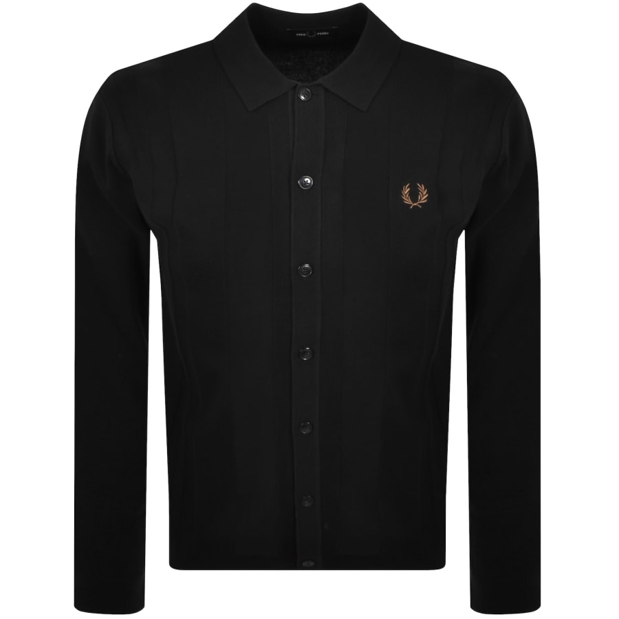 Fred Perry Button Through Knit Polo Shirt Black | Mainline Menswear